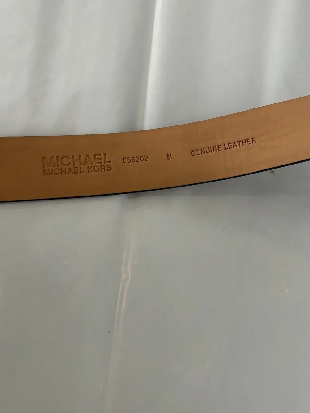Michael Kors Gold Logo Buckle Brown Leather Belt